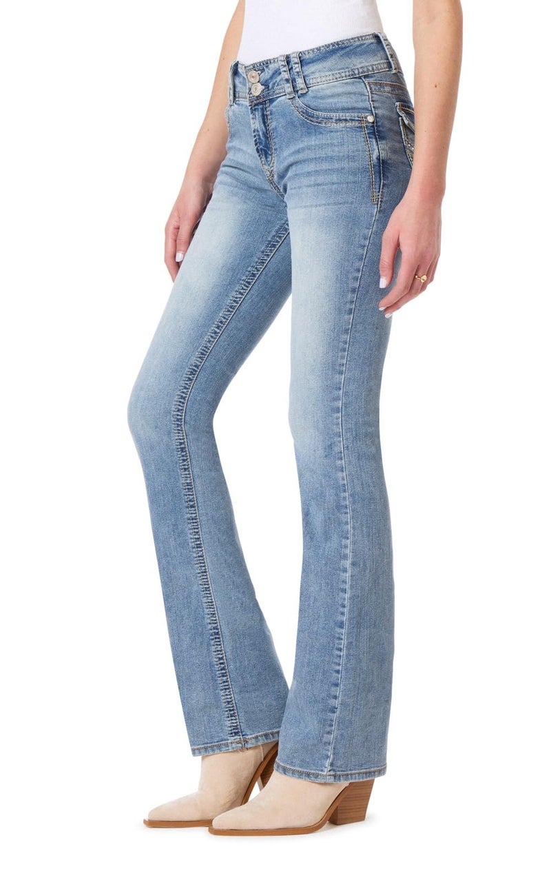 WallFlower Women's InstaStretch Luscious Curvy Bootcut Jeans, Andrea, 15 - Image 1